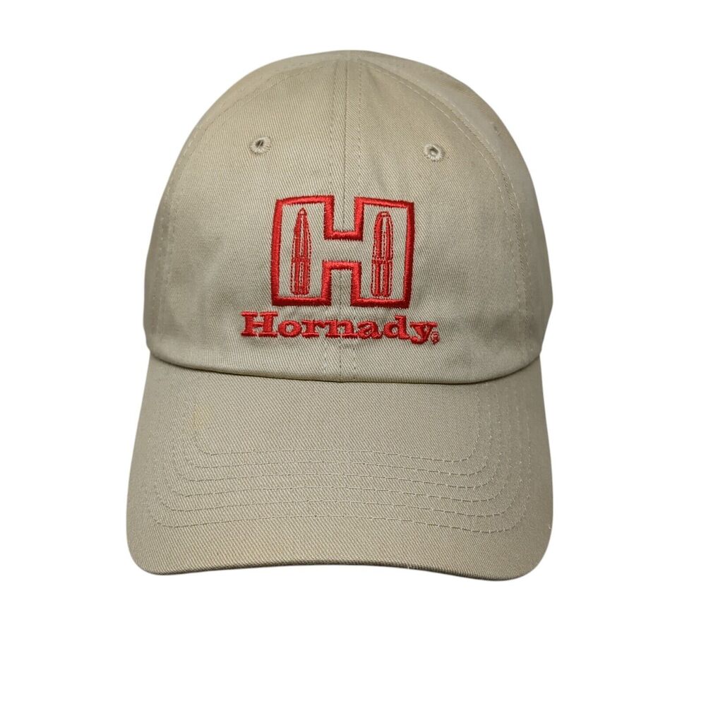 Hornady Strapback Hat Tan OSFA Adjustable Embroidered Vented Holes 6 Panel